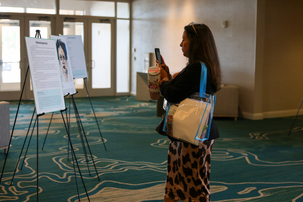 Artwork from the Texas Mental Health Creative Arts Contest on display at The Summit conference.